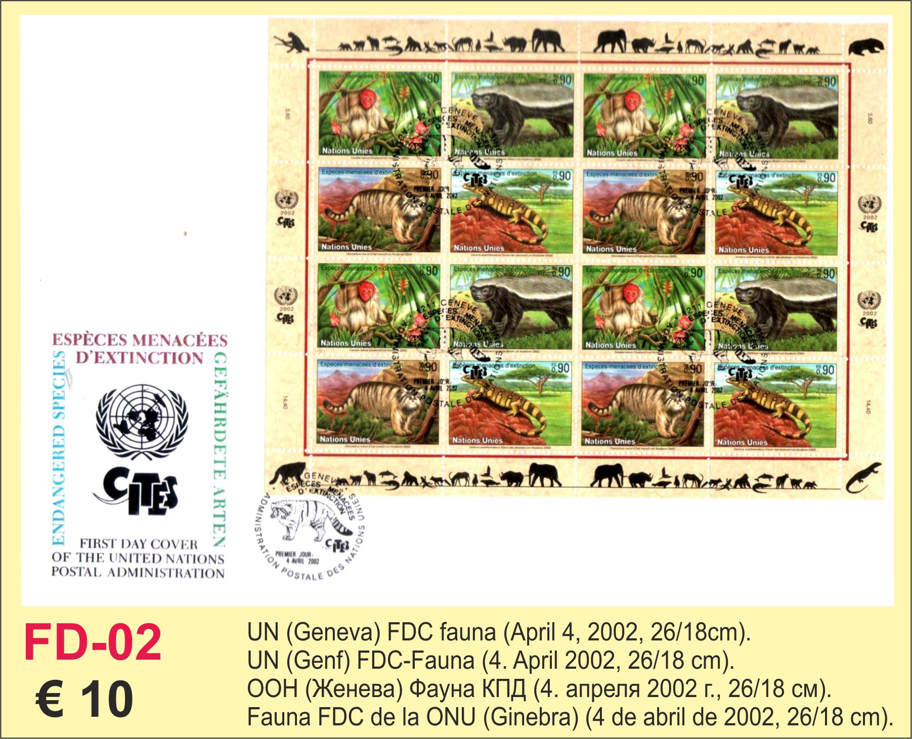 UNO Fauna FDC 2002
